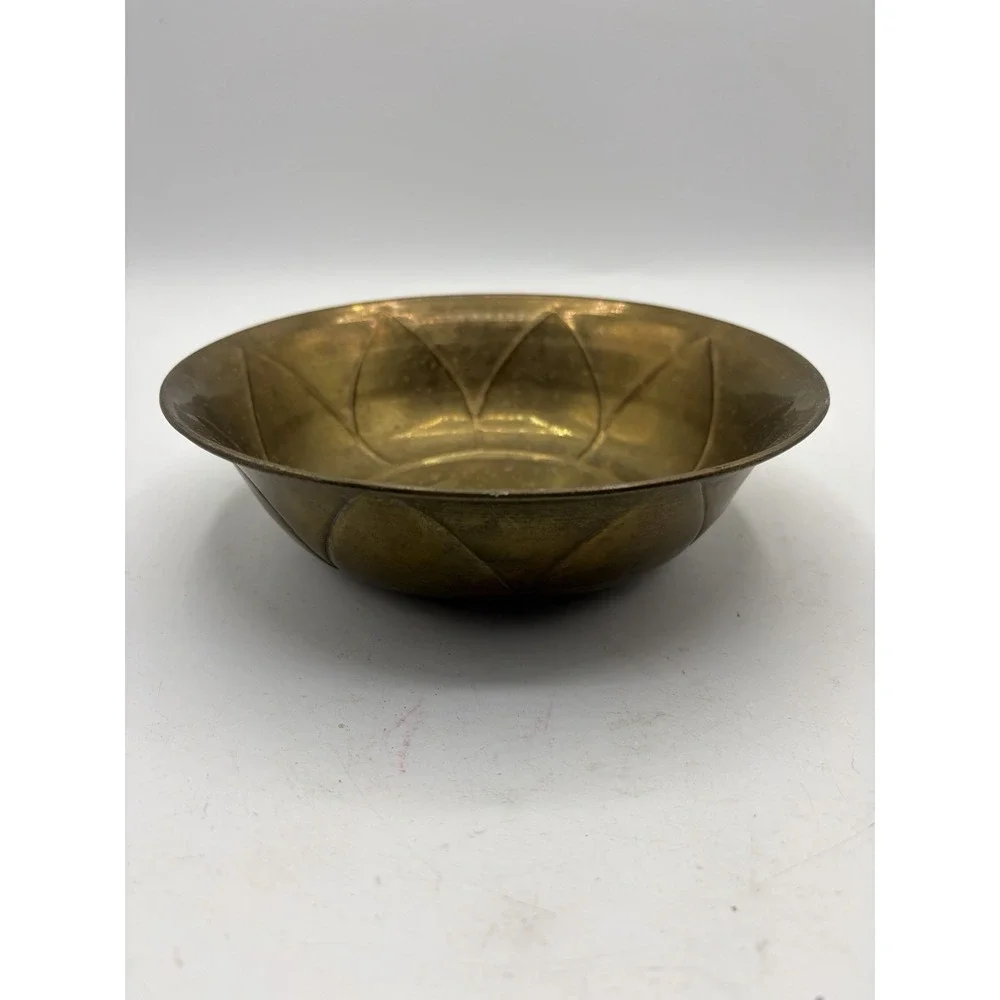 Vintage Brass Lotus Flower Bowl Trinket Dish Decorative Catchall 7